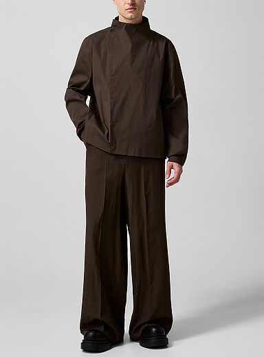 Rick Owens: Le pantalon fluide &agrave; jambe large pure laine Chocolat - Espresso pour homme