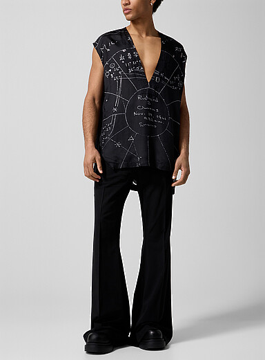 Rick Owens Black Bolan pure virgin wool bootcut pant for men