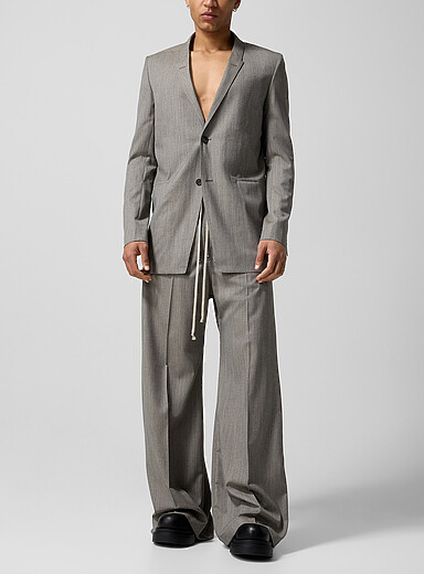 Rick Owens: Le pantalon large Bela pure laine Gris pour homme
