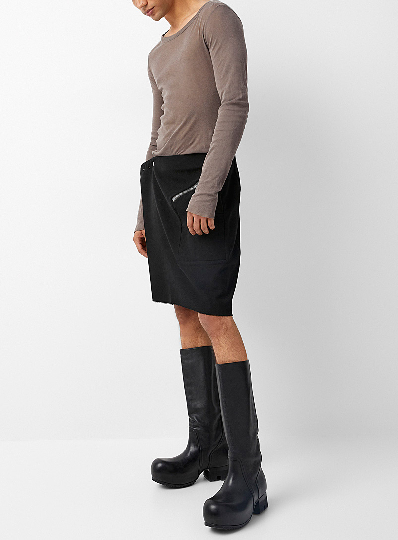 Rick Owens: La jupe portefeuille poche zippée Noir pour homme