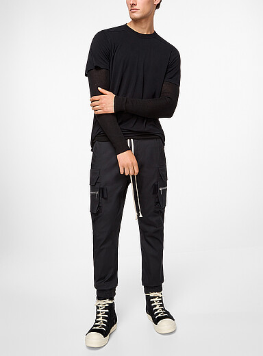 Rick Owens Black Mastodon slim cargo joggers for men