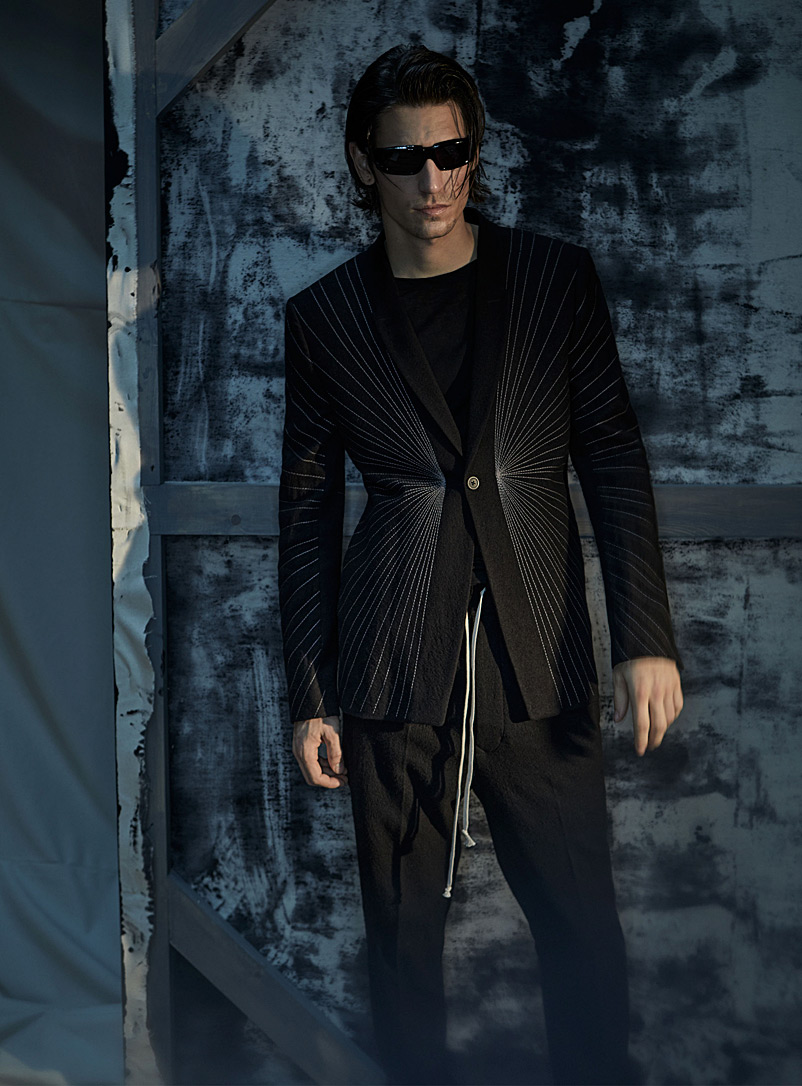 Rick Owens Black Embroidered rays wool jacket for men