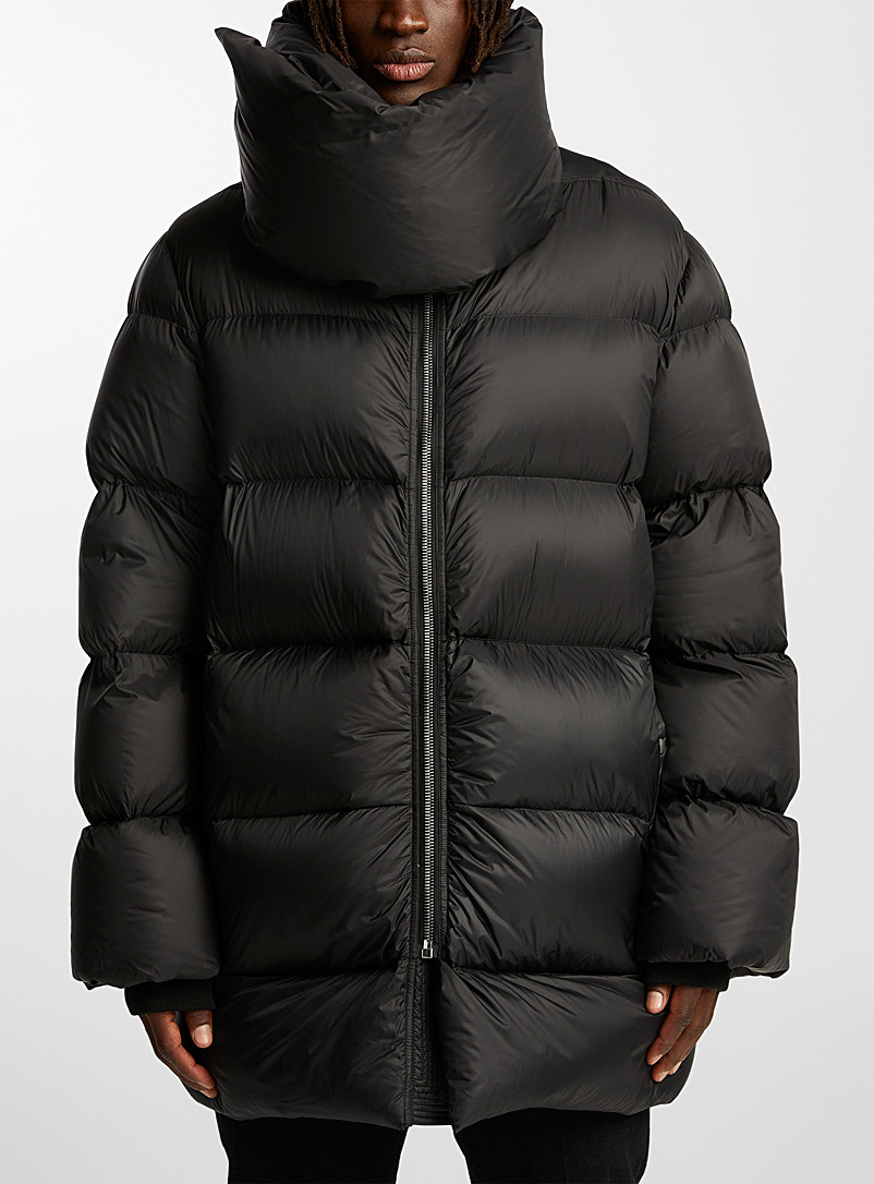 Rick Owens Black Mountain stand collar puffer jacket for men