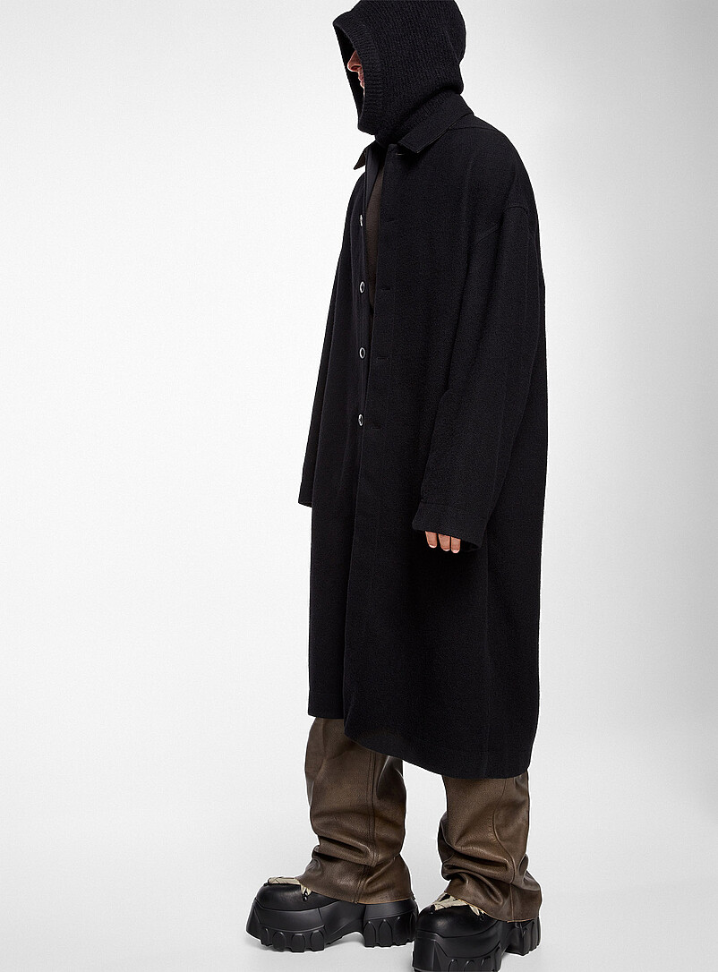Rick Owens Black Brad oversized virgin wool coat for men