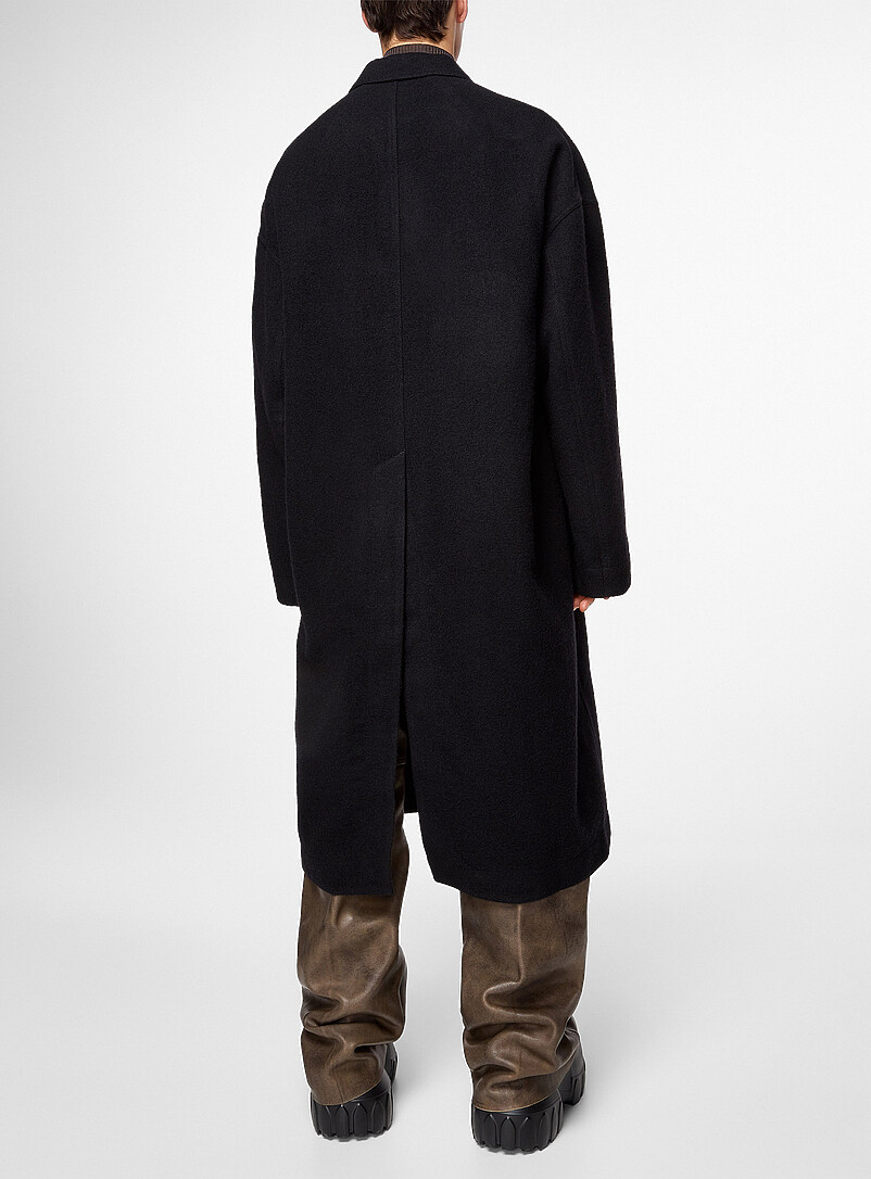 Rick Owens Black Brad oversized virgin wool coat for men