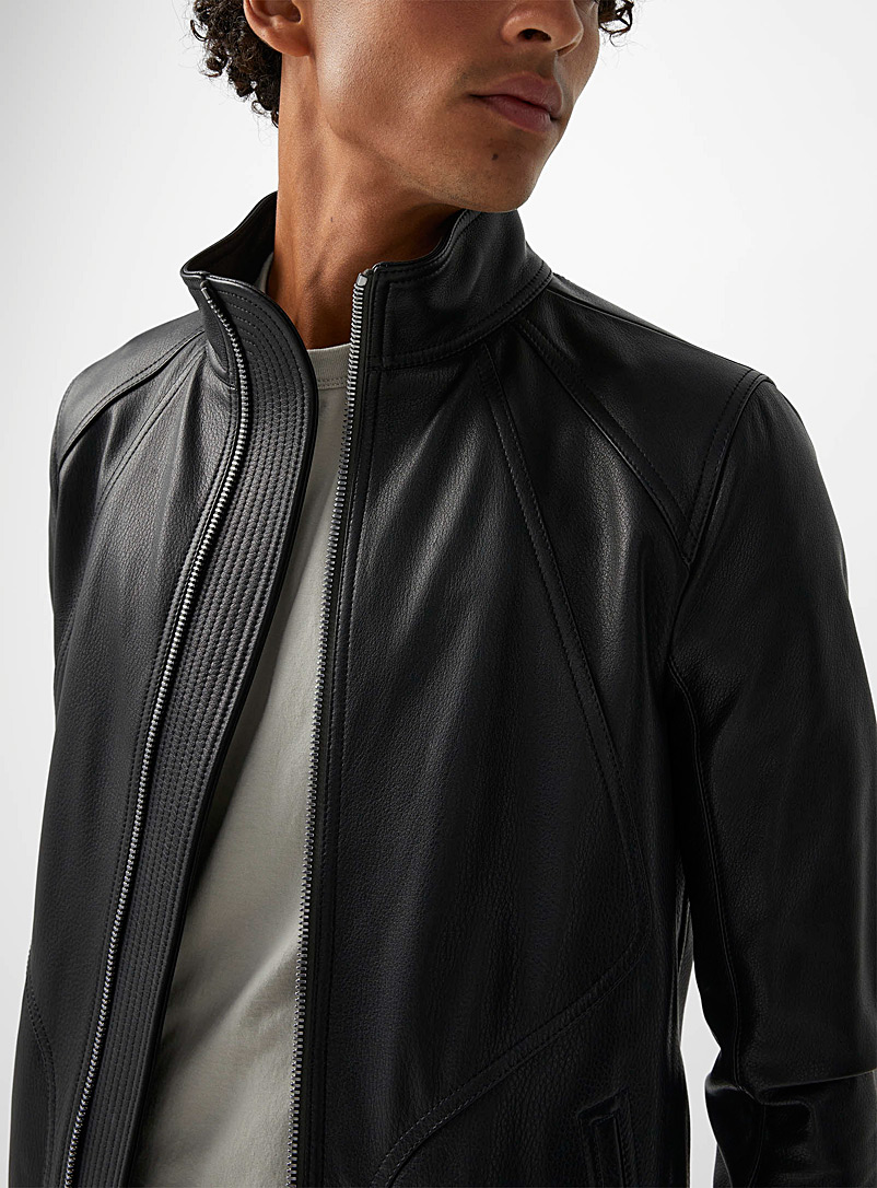 Rick Owens Black Cutouts leather jacket for men