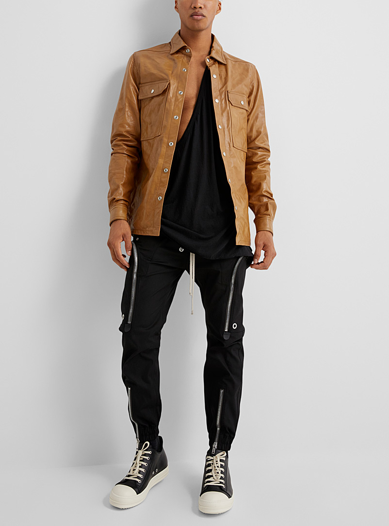 Rick Owens Fawn Genuine leather overshirt for men