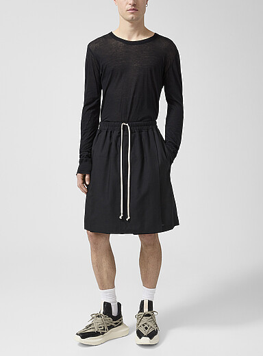 Rick Owens Black Pure virgin wool skort for men