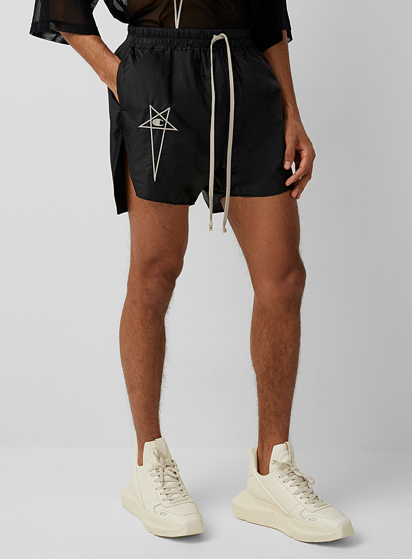Rick Owens Black Dolphin pentagram ultra-light toile shorts for men