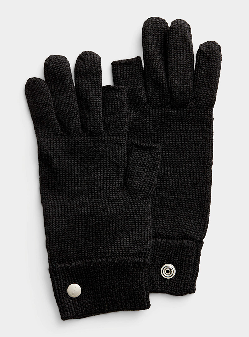 Rick Owens Black Fingerless techno gloves for men