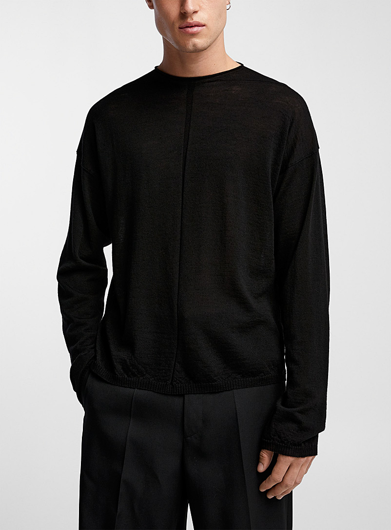 Rick Owens Black Virgin wool sleek black sweater for men
