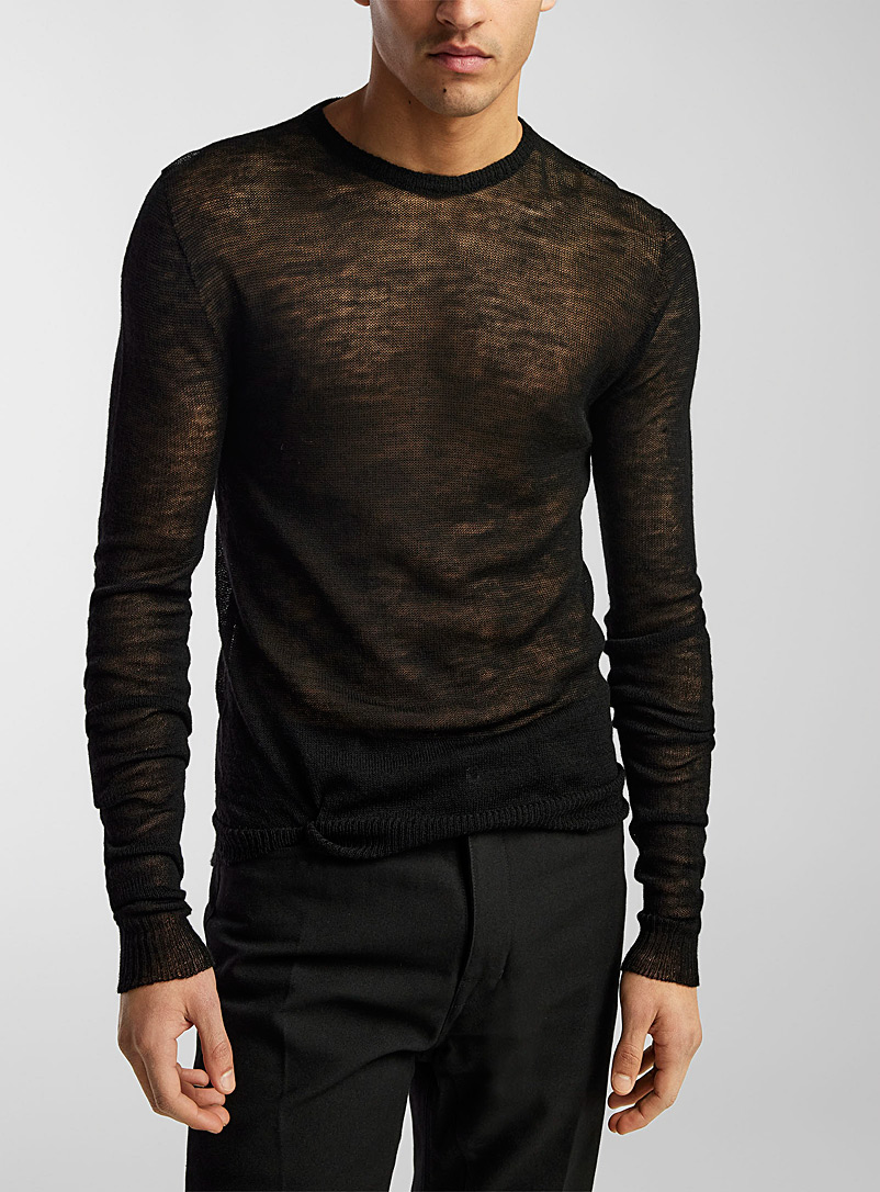 Rick Owens Black Delicate knit pure wool sweater for men
