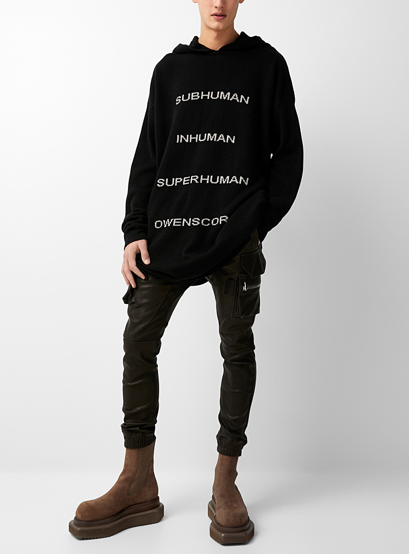 Rick Owens Black Tommy long hooded sweater for men