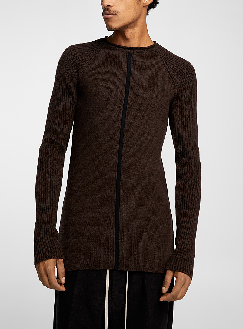 Rick Owens Patterned Brown Recycled cashmere brown sweater for men