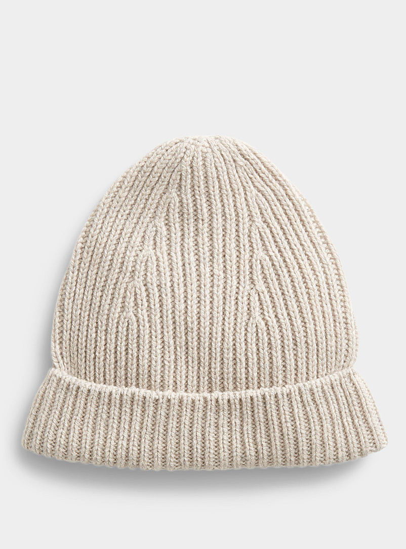 Rick Owens Ivory White Recycled cashmere ribbed tuque for men