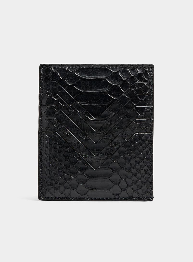 Rick Owens Black Reptile pattern leather card case for men