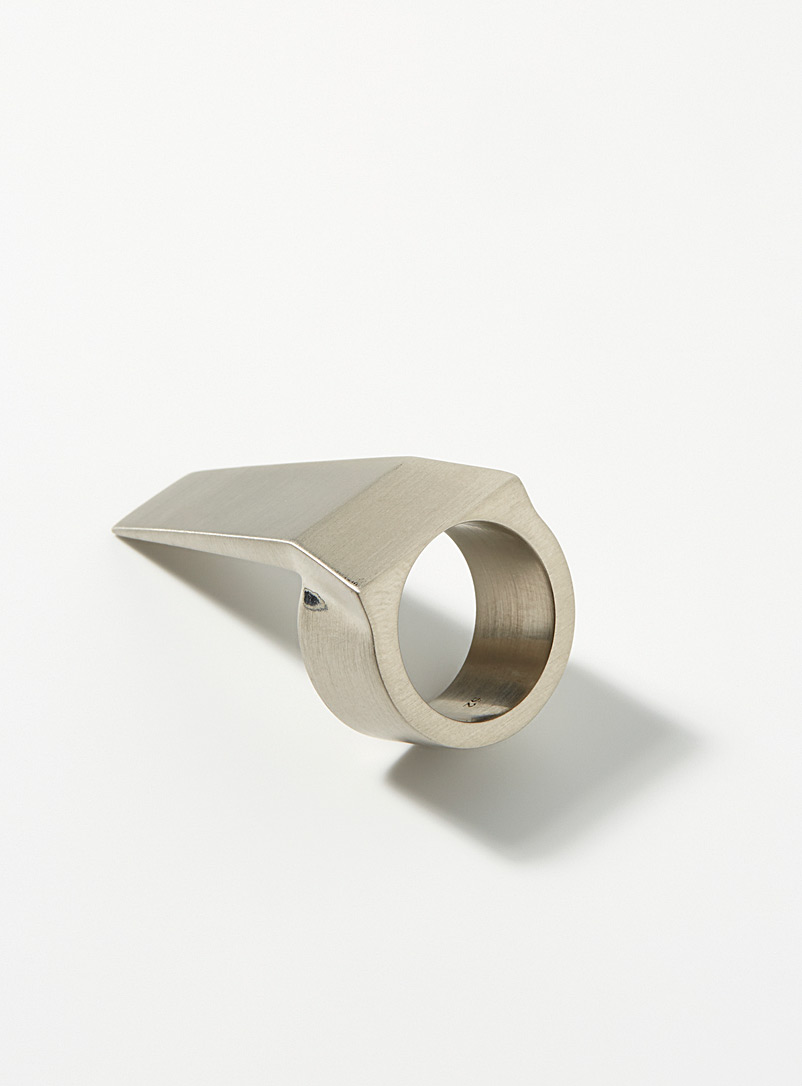 Rick Owens Silver Trunk ring for men