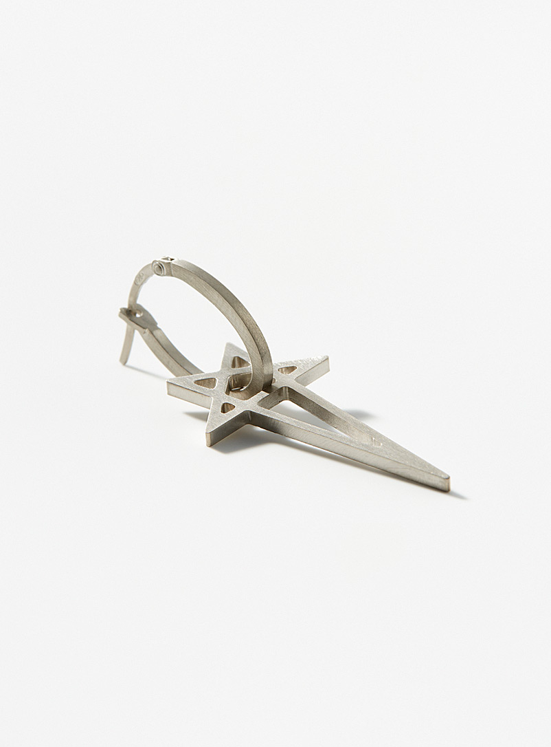 Rick Owens Silver Pentagram earring for men