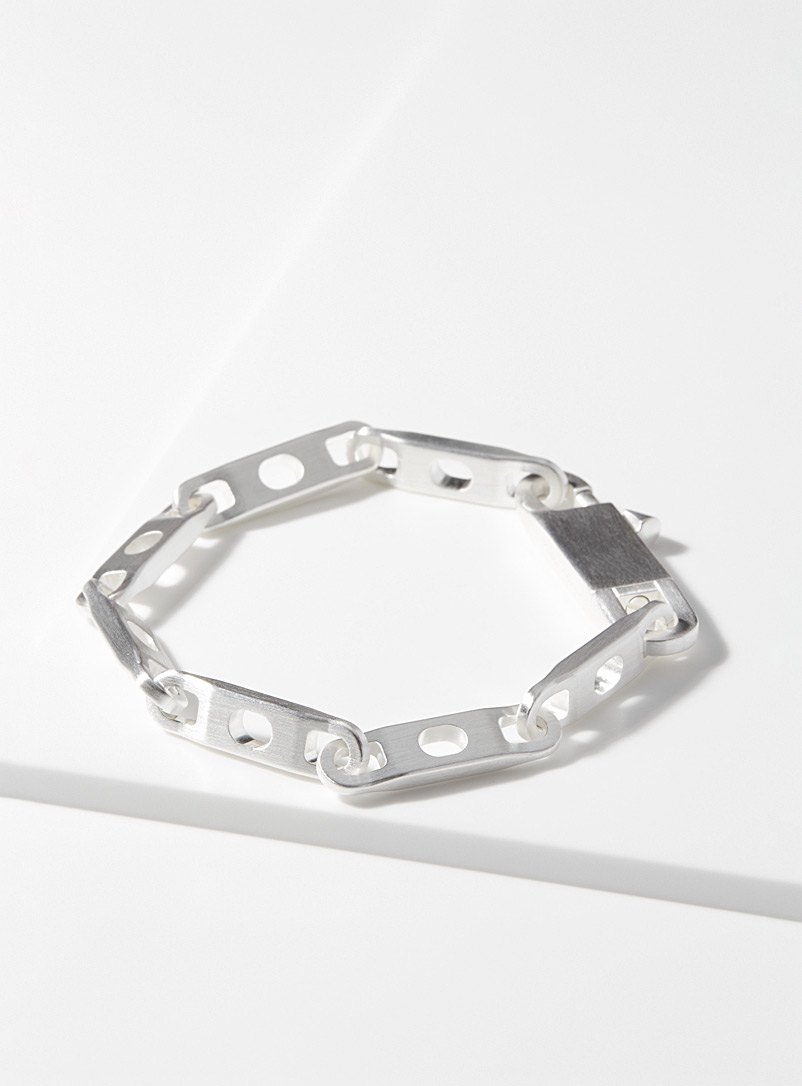 Rick Owens: Le bracelet mailles industrielles Argent pour homme