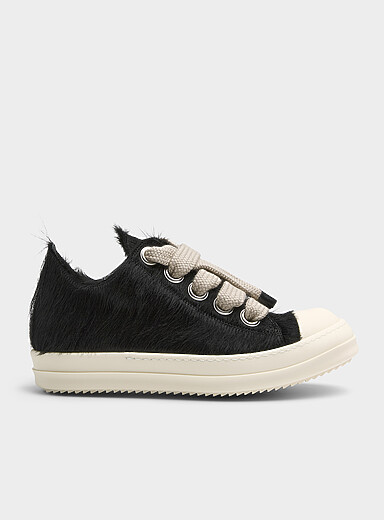 Rick Owens Black Jumbo Lace pony hair low-rise sneakers Men for men