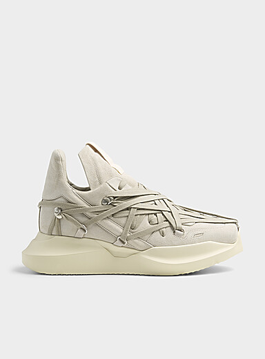 Rick Owens: Le sneaker Geth Runner Megalace Homme Blanc cass&eacute; pour homme