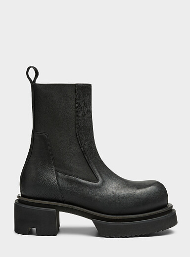 Rick Owens: La botte Chelsea Beatle Bogun cuir grenu Homme Noir pour homme