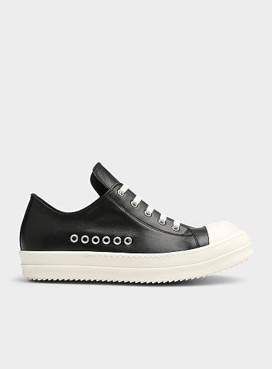 Rick Owens: Le sneaker bas en cuir Homme Noir pour homme