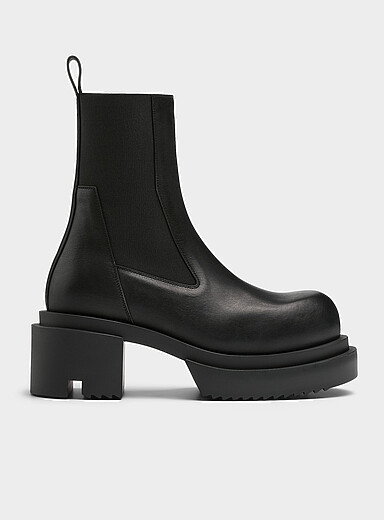 Rick Owens: La botte Chelsea Beatle Bogun cuir lisse Homme Noir pour homme