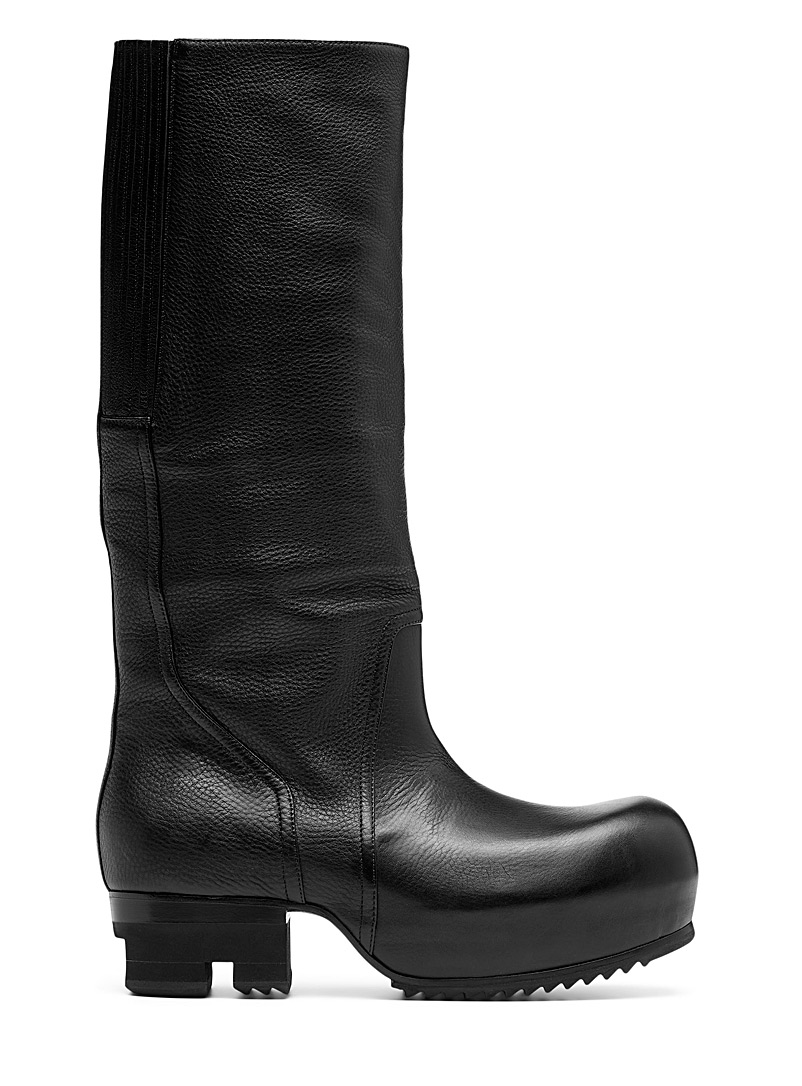Rick Owens Black Thick-sole leather knee-high boots Men for men