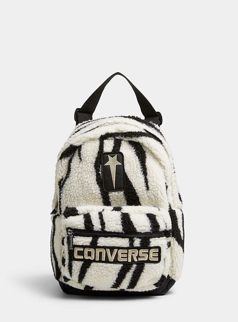 CONVERSE X DRKSHDW White Small zebra-pattern sherpa fleece backpack for men
