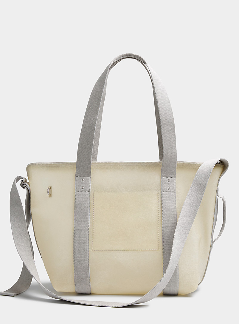 Rick Owens Ivory White Semi-sheer leather tote for men