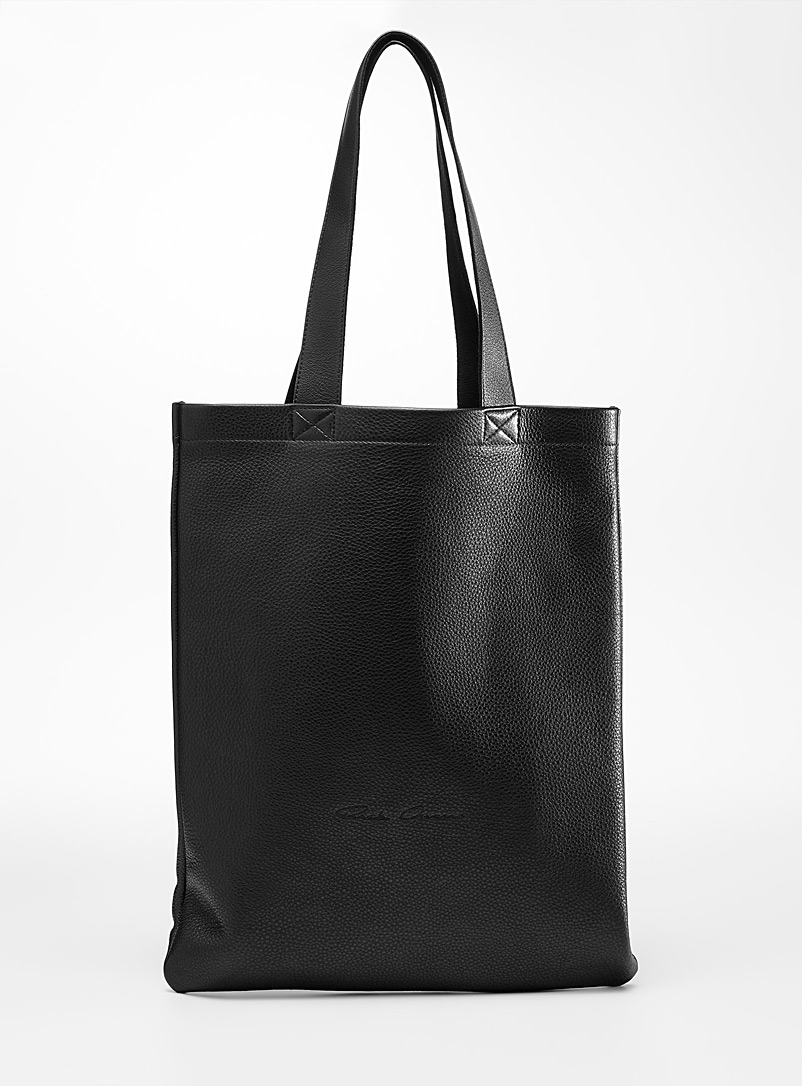 Rick Owens Black Signature grained leather tote for men