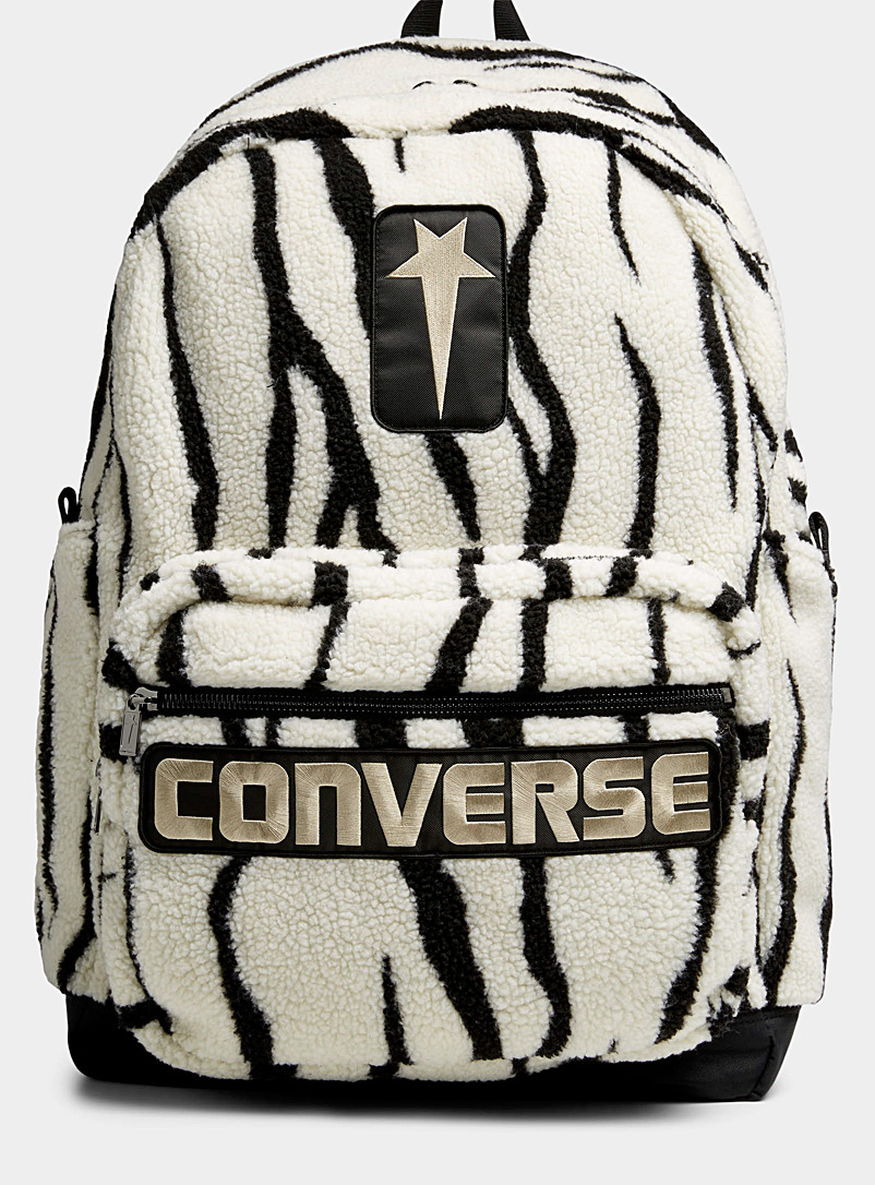CONVERSE X DRKSHDW White Large zebra-pattern sherpa fleece backpack for men