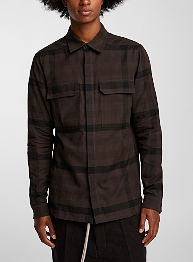 Rick Owens Black Dark checkers shirt for men