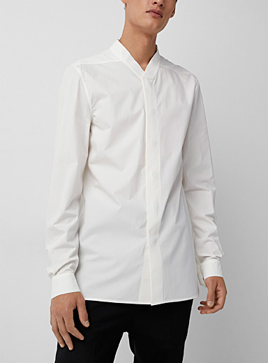 Rick Owens Ivory White Faun peach-skin cotton shirt for men