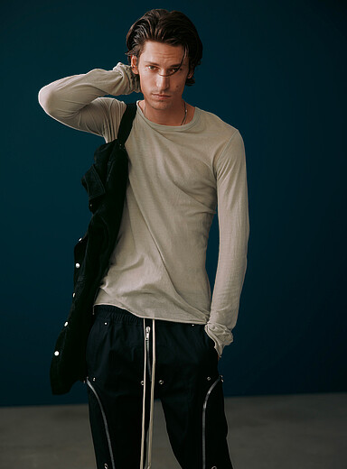 Rick Owens: Le t-shirt manches longues Forever Blanc cass&eacute; pour homme