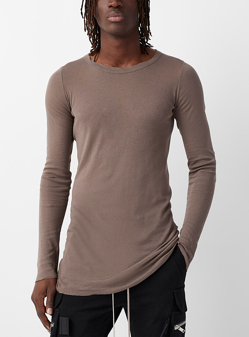 Rick Owens Grey Long-sleeved sheer T-shirt for men