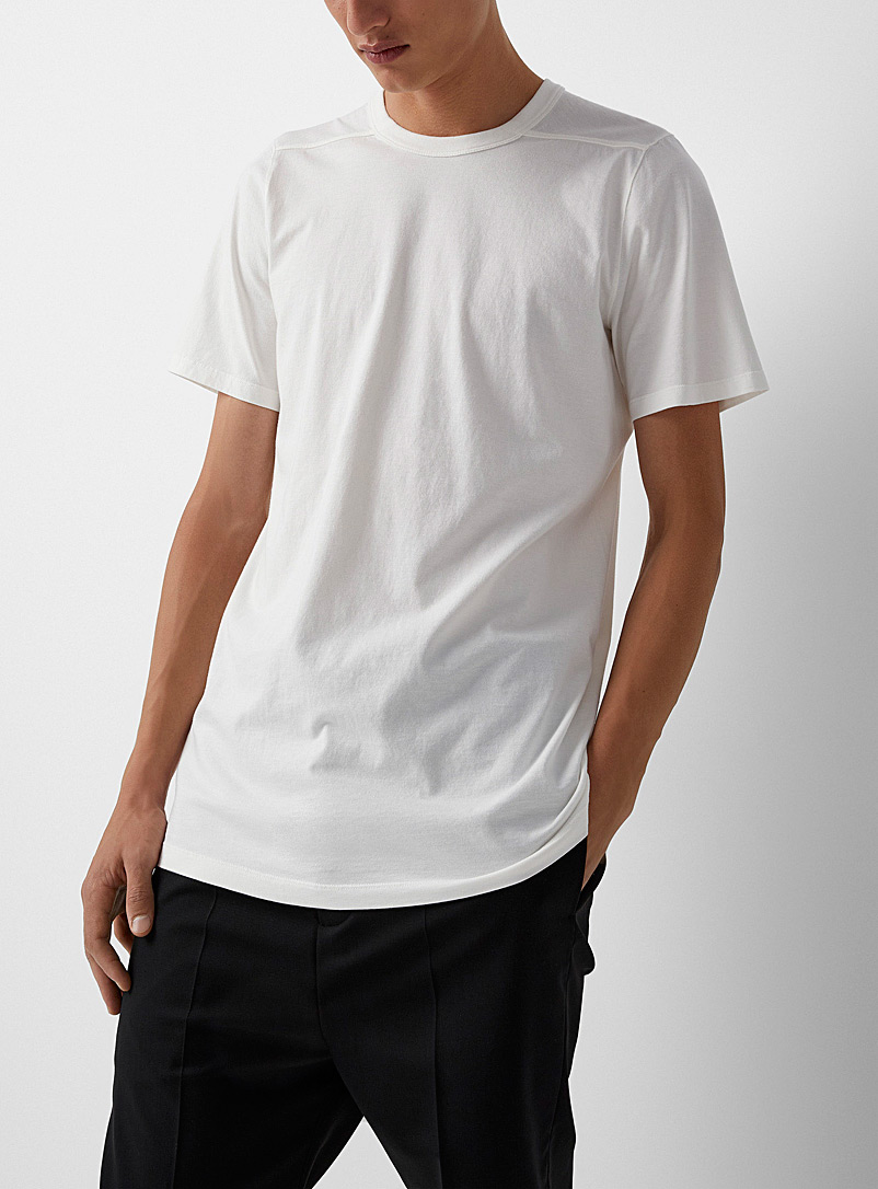 Rick Owens Ivory White Level tone-on-tone seams T-shirt for men