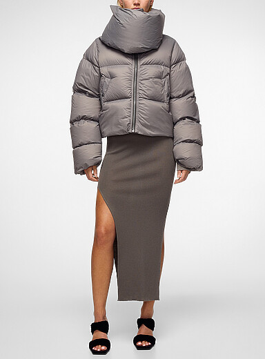 Rick Owens Grey Down stand-collar puffer jacket for women