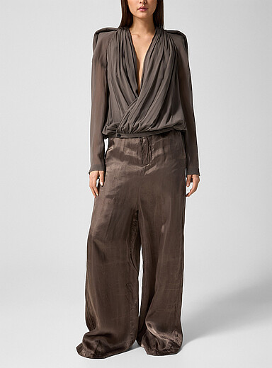 Rick Owens Brown Wide-leg satiny pant for women