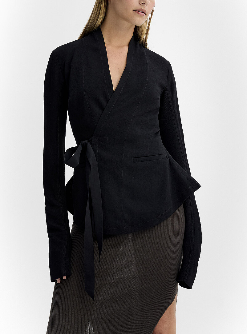 Flared crossover jacket | Rick Owens | | Simons