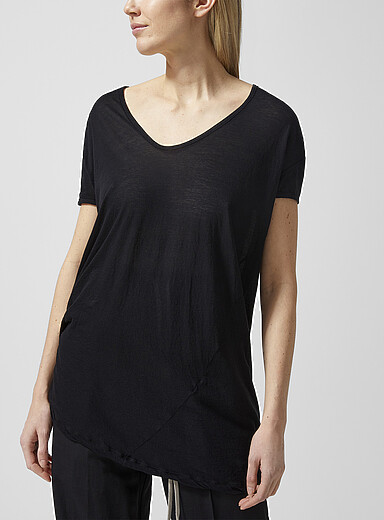 Rick Owens Black Plunging V-neck long T-shirt for women