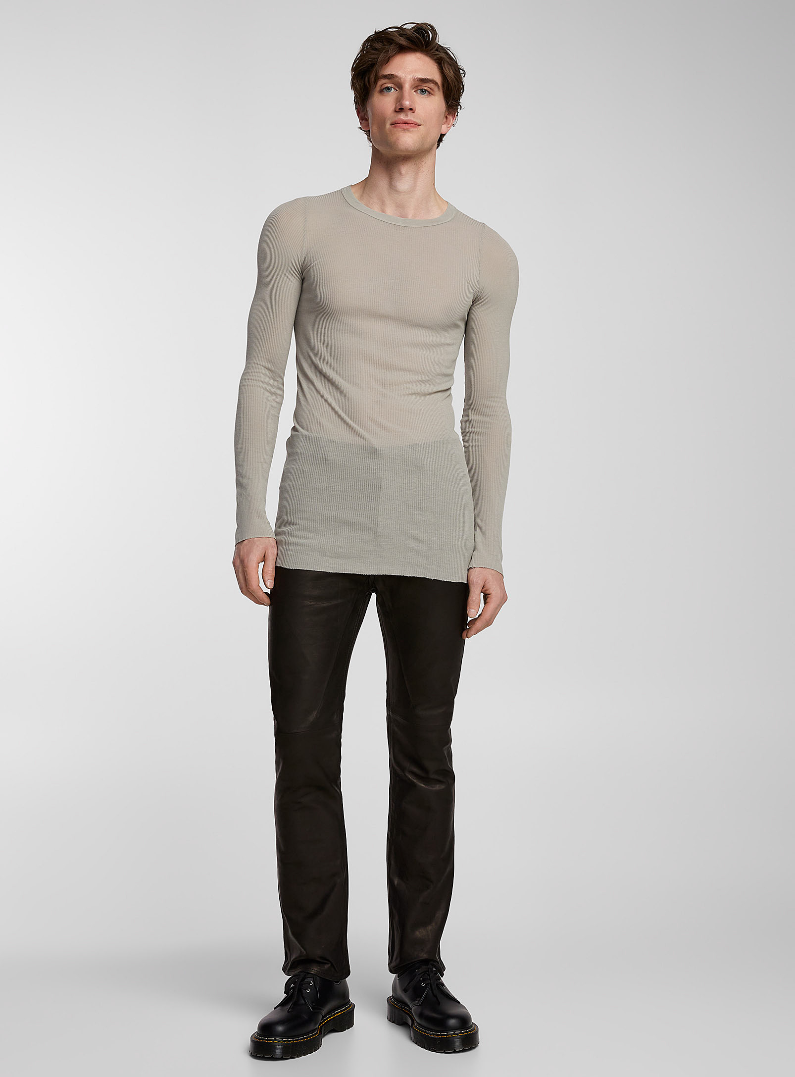 Rick Owens Jim Tapered Leather Pant In Black