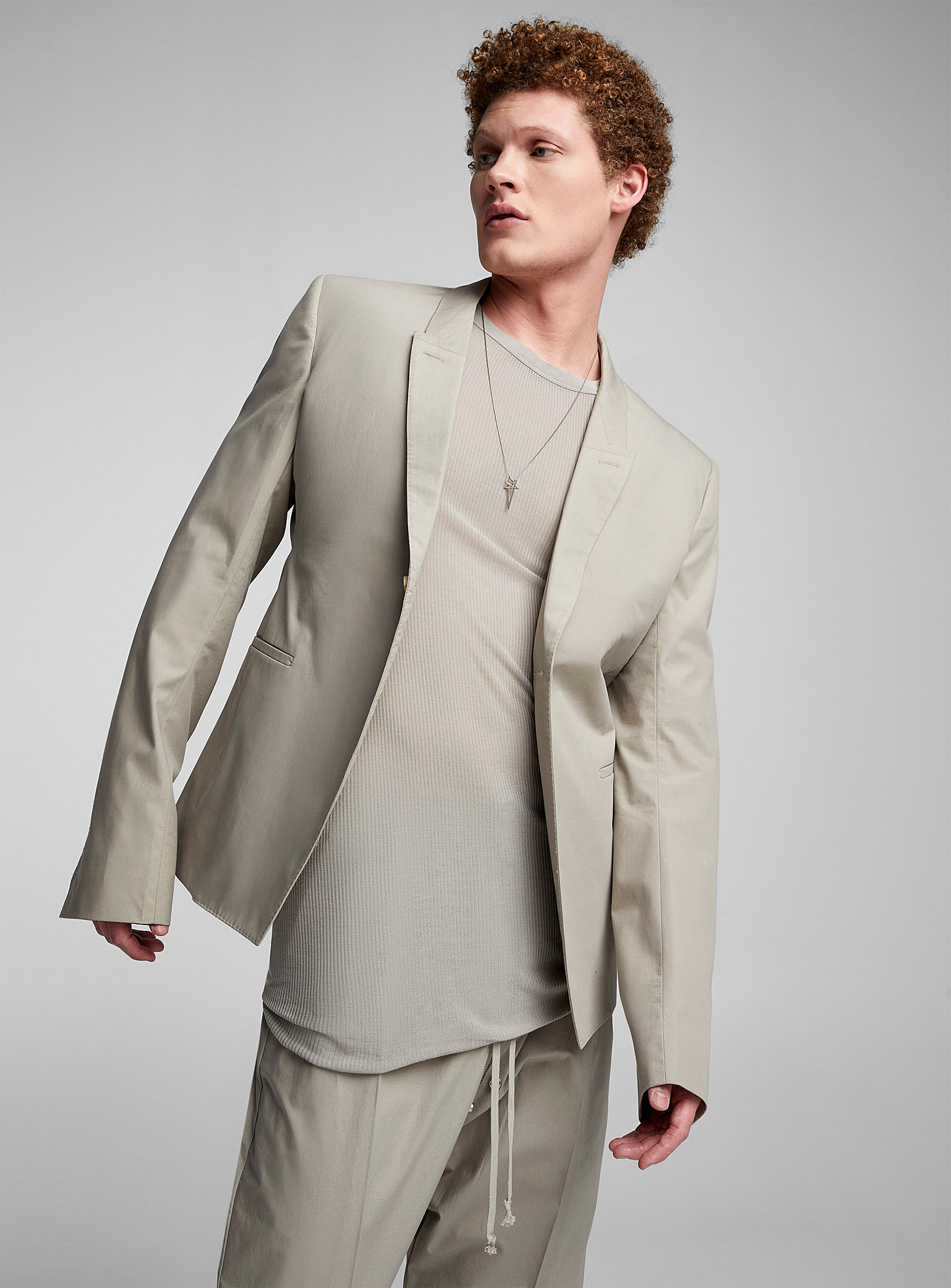 Rick Owens - Men's Pearl grey supple cotton jacket