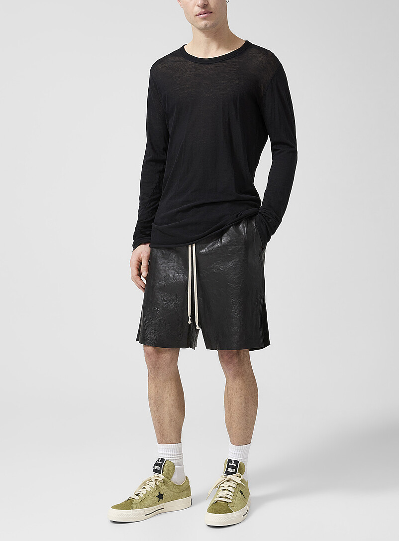 Lambskin Leather Long Short