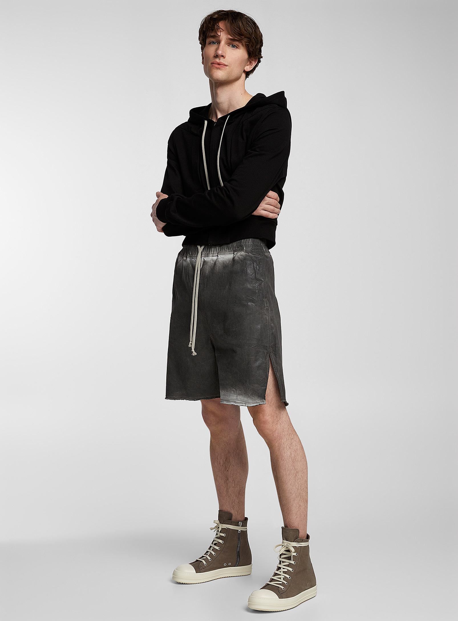 Shop Rick Owens Faded Accents Waxed Fabric Bermuda Short In Copper/rust