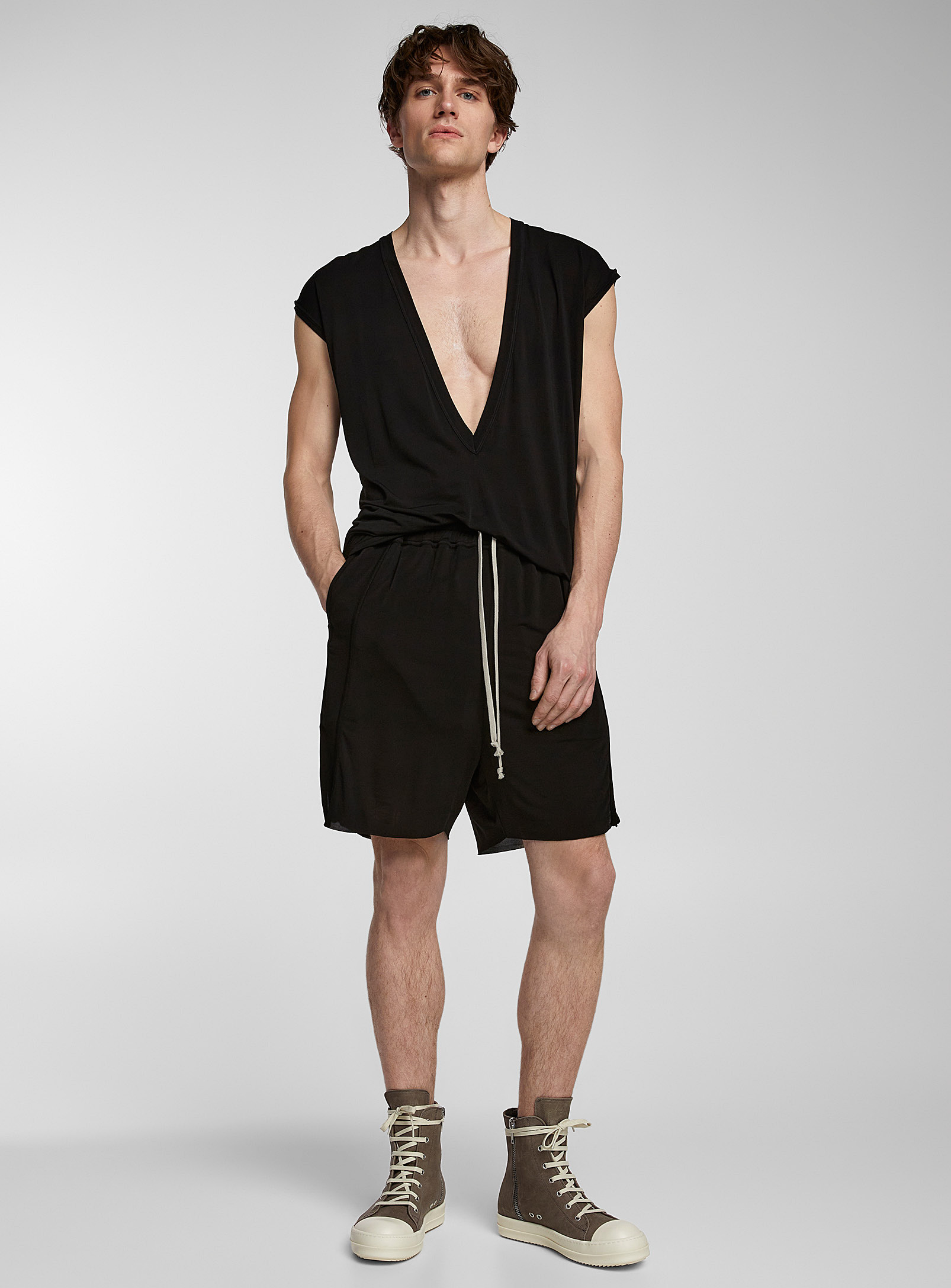 Rick Owens Lido Thing Stretch Jersey Shorts In Black