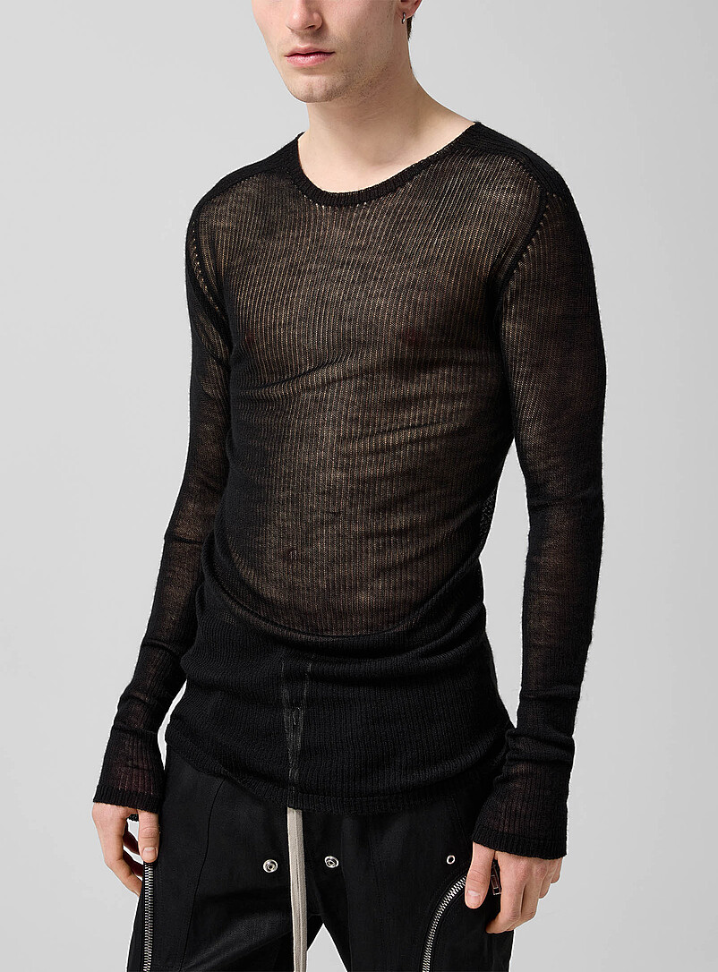 Sheer Rib-Knit Sweater