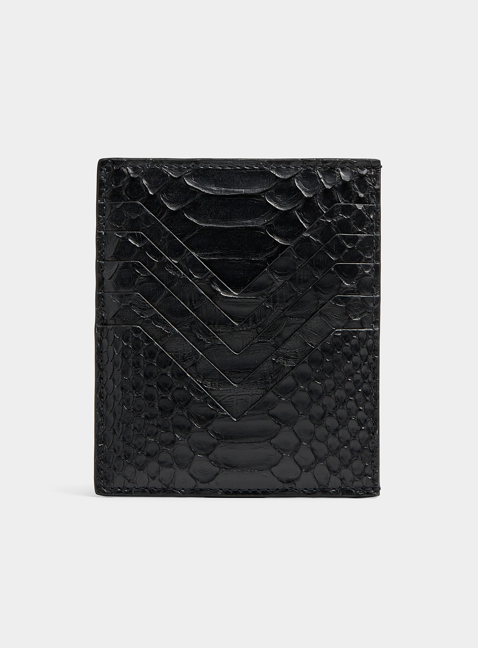 Rick Owens Reptile Pattern Leather Card Case In Black