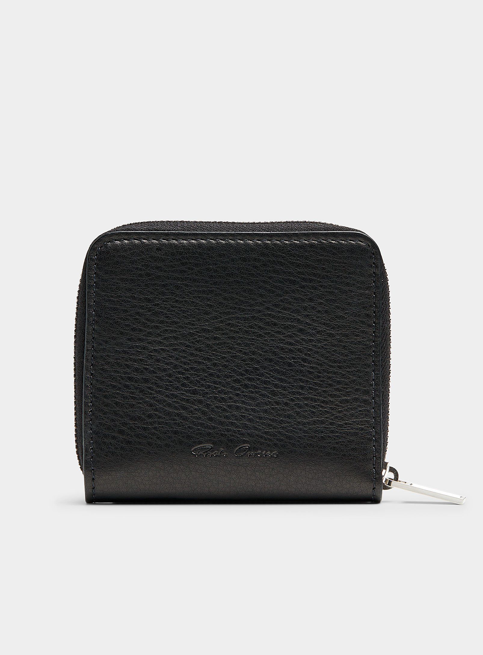 RICK OWENS GRAINED LEATHER ZIPPERED WALLET